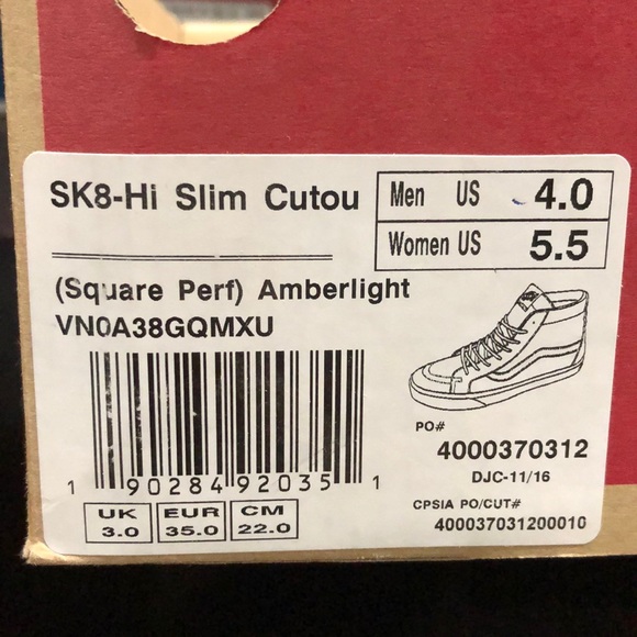 Vans Sk8-Hi Slim Cutout Square Perf Amberlight - Picture 7 of 7